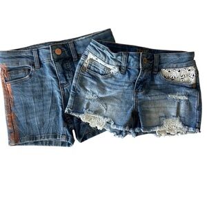Girls Denim Jean Shorts Cat & Jack Metallic Stripe  True Craft Lace Lot of 2 7/8